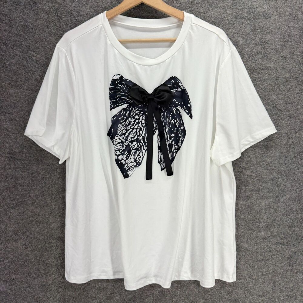 Unbranded T-Shirt Women 3XL White Short Sleeve Round Neck Pullover Casual